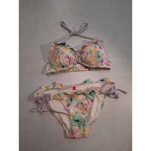 Victoria’s Secret Swim Gorgeous Push Up Floral Bikini 32B M Add 1.5 Cup Sizes